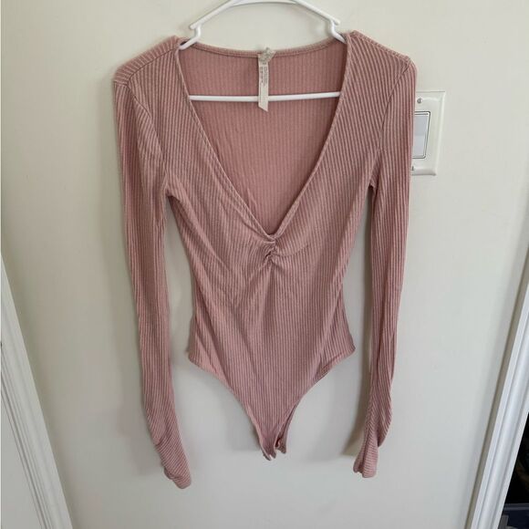 Free People Cozy Up With Me Bodysuit Rose Small - Picture 2 of 8